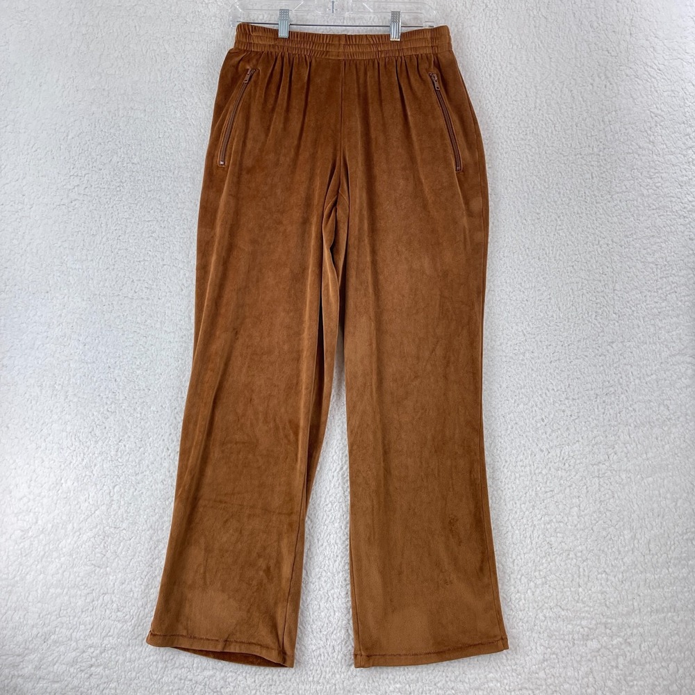SKIMS Brown Velour Track Style Pants Womens Pull On Wide-Leg Stretch Size Medium
